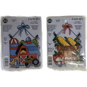 Counted Cross Stitch NeedleMagic Curly-Q Set of 2 Barn Farm Basket Fall Harvest